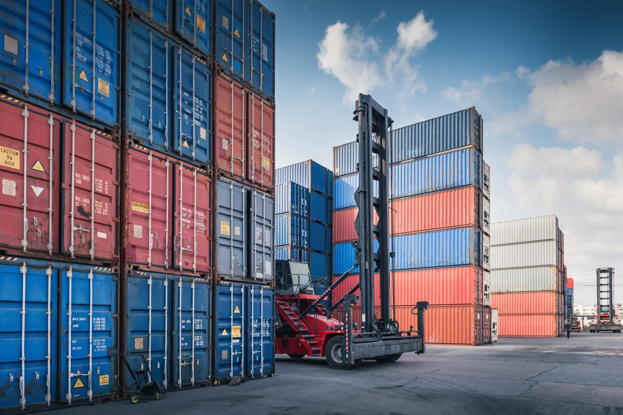 Container handling at a freight terminal